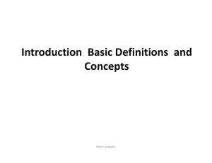 Introduction Basic Definitions and Concepts