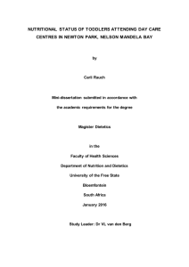 nutritional status of toddlers attending day care centres in newton