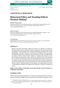 Behavioral Ethics and Teaching Ethical Decision Making<link href