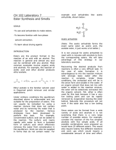 CH 102 Laboratory 7 Ester Synthesis and Smells