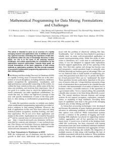 Mathematical Programming for Data Mining: Formulations and