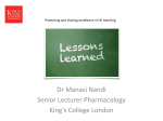 Dr Manasi Nandi Senior Lecturer Pharmacology King`s College