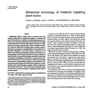 Behavioral tox i plant toxins cology of livestock ingesting