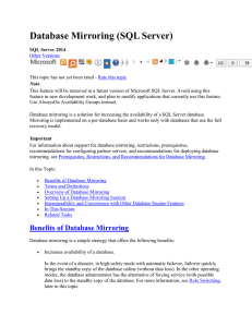 The Database Mirroring Endpoint (SQL Server)