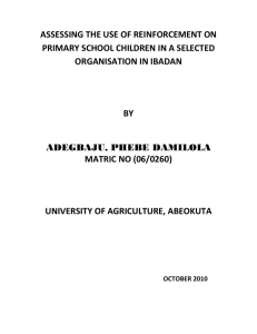 assessing the use of reinforcement on primary school children