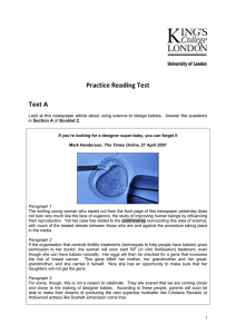 Presessional Prac Reading Test 2016 - Booklet 1