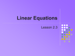 Linear Equations