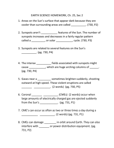 EARTH SCIENCE HOMEWORK 11-7 Sun`s surface