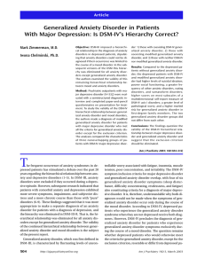 Generalized Anxiety Disorder in Patients With Major Depression: Is
