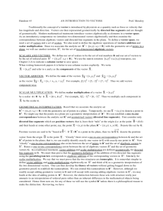 Handout #5 AN INTRODUCTION TO VECTORS Prof. Moseley