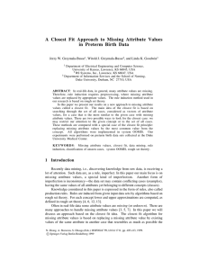 A Closest Fit Approach to Missing Attribute Values in Preterm Birth