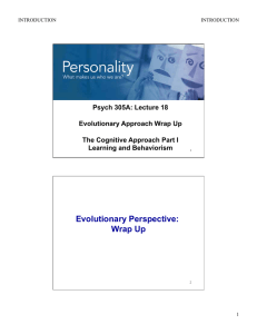 Lecture 18 evo wrap up Behaviorism and Learning