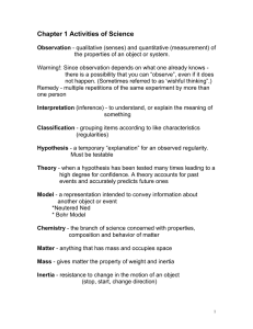 Matter and Its Changes (Chapter 1)