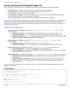 Lab 6g Searching and Sorting An Integer List