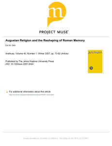 Augustan Religion and the Reshaping of Roman Memory