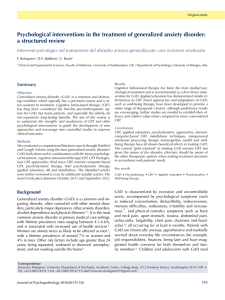 Psychological interventions in the treatment of generalized anxiety