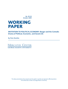 Invitation to Political Economy: Berger and the Comedic Drama of