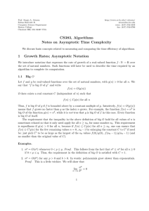 CS383, Algorithms Notes on Asymptotic Time Complexity 1 Growth