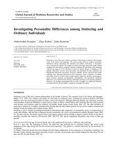 Investigating Personality Differences among Stuttering