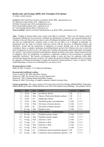 Biodiversity and Ecology (BDE) 244: Principles of Evolution