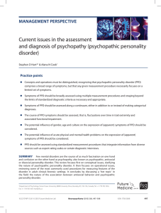 Current issues in the assessment and diagnosis of psychopathy