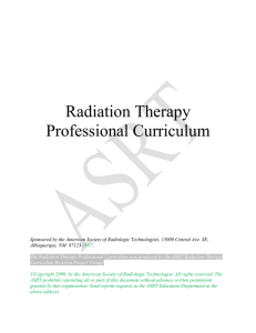 Radiation Therapy Professional Curriculum