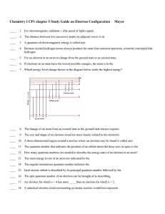 Chemistry I CP1 chapter 5 Study Guide on Electron Configuration