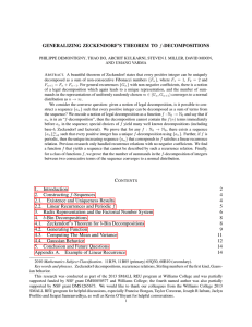 GENERALIZING ZECKENDORF`S THEOREM TO