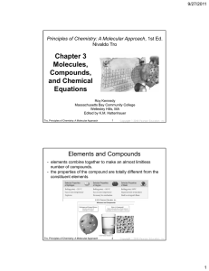 Chapter 3 Molecules, Compounds, and Chemical Equations q