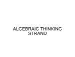 ALGEBRAIC THINKING STRAND