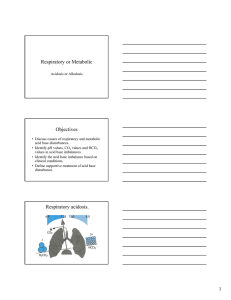 Respiratory or Metabolic Objectives Respiratory acidosis.