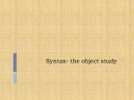 Syntax- the object study