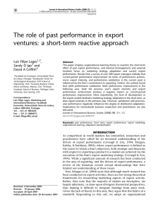 The role of past performance in export ventures: a short