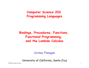Computer Science 203 Programming Languages Bindings