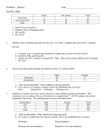 Probability – Statistics Name Two-Way Tables Heart Not a Heart