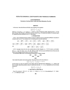 Repeated binomial coefficients and Fibonacci numbers