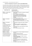 Proposed First Year Maths Curriculum