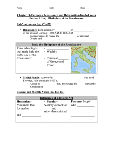Chapter 14-European Renaissance and Reformation