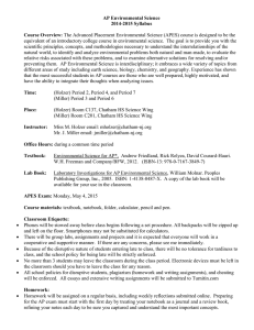 AP Environmental Science 2014-2015 Syllabus Course Overview