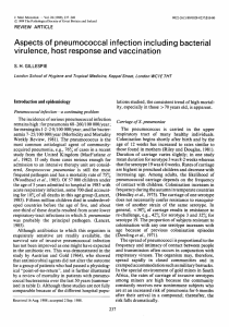 Aspects of pneumococcal infection including bacterial virulence