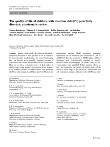 The quality of life of children with attention deficit/hyperactivity