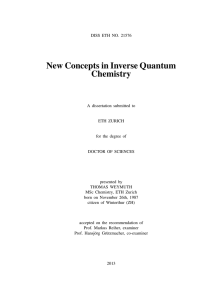 New Concepts in Inverse Quantum Chemistry - ETH E
