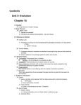 Contents Unit 5- Evolution Chapter 15 I. Evolution A. Central theme