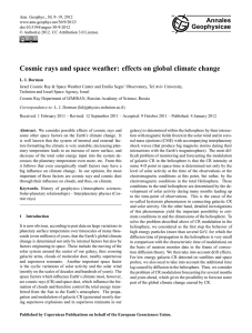 Cosmic rays and space weather: effects on global climate change