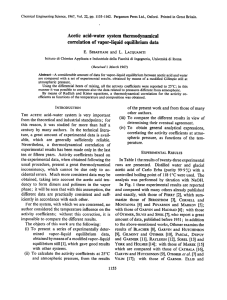 Acetic acid-water system thermodynamical correlation of vapor