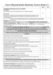 Year 9: Physical World- Electricity. Term 4, Week 1-5