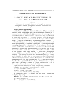b − I-OPEN SETS AND DECOMPOSITION OF CONTINUITY VIA