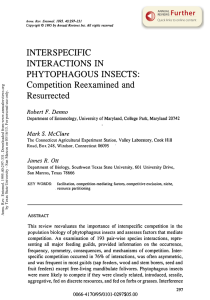 Interspecific Interactions in Phytophagous Insects: Competition