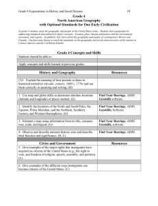 Grade 4 North American Geography with Optional Standards for