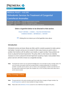9.02.500 Orthodontic Services for Treatment of Congenital